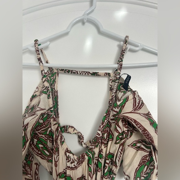 Zara Floral Leaf Print Linen Blend MIDI dress size small boho bloggers favorite - Picture 12 of 15